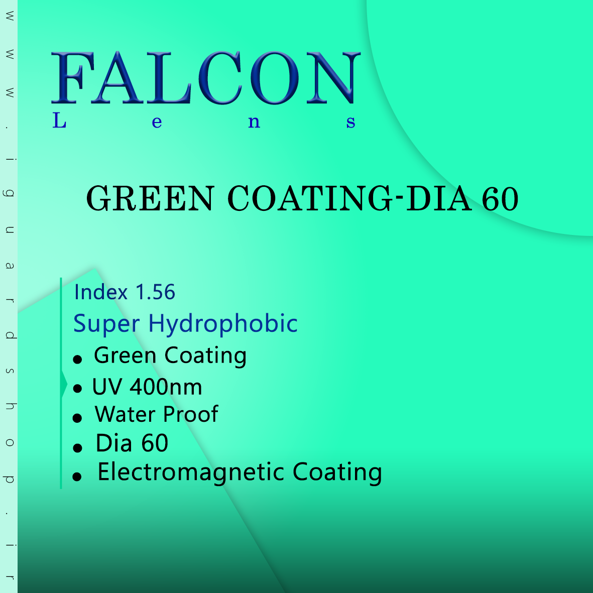 Falcon Dia 60 پوشش آنتی رفلکس سبز 1.56
