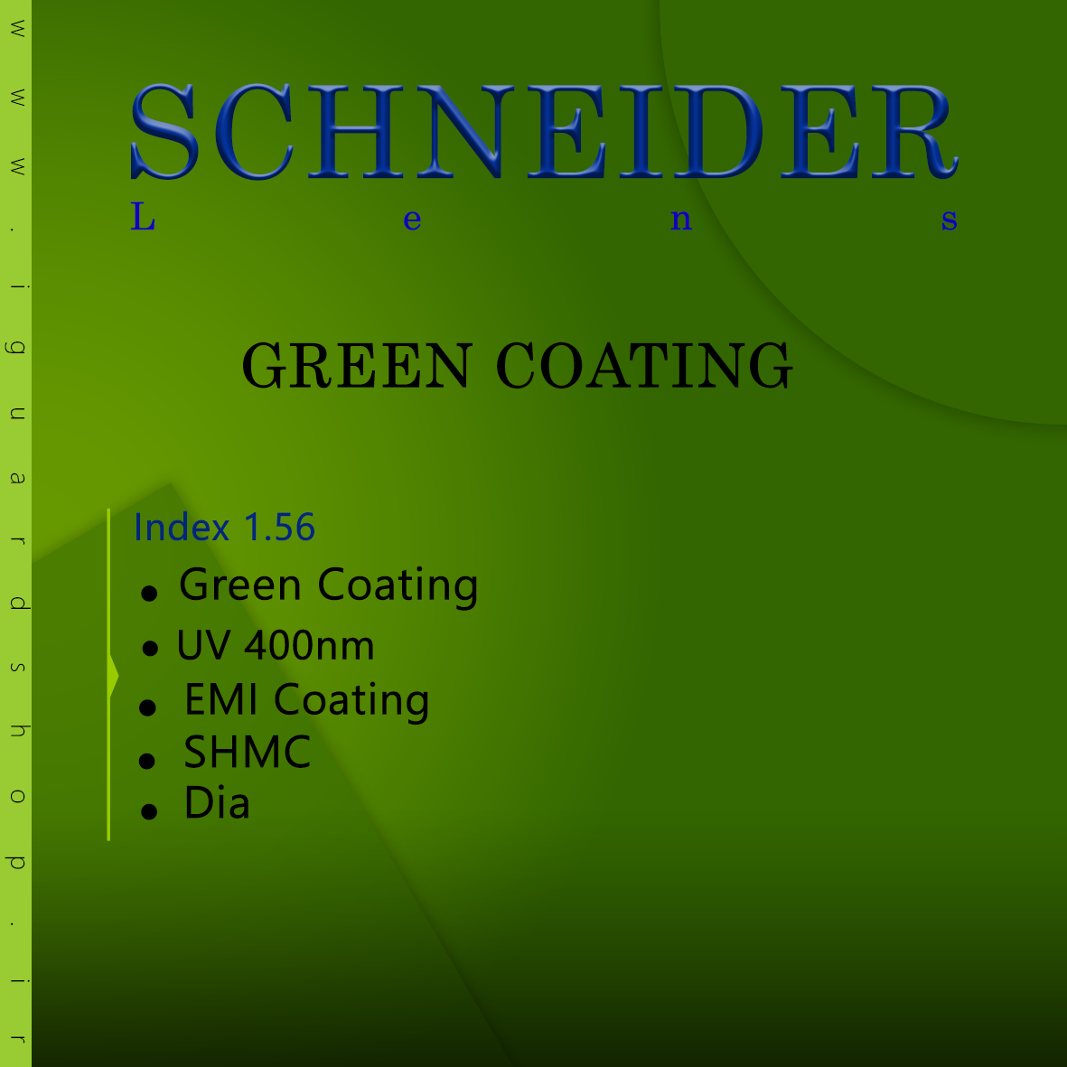 Schneider پوشش آنتی رفلکس سبز 1.56